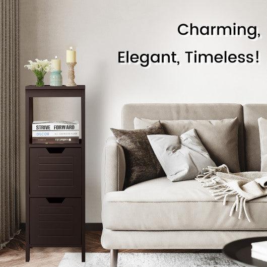Bathroom Wooden Floor Cabinet Multifunction Storage Rack Stand Organizer-Brown at Set Shop and Smile