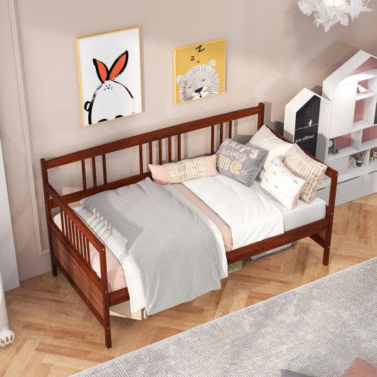 Twin Size Wooden Slats Daybed Bed with Rails-Cherry at Set Shop and Smile
