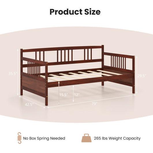 Twin Size Wooden Slats Daybed Bed with Rails-Cherry at Set Shop and Smile