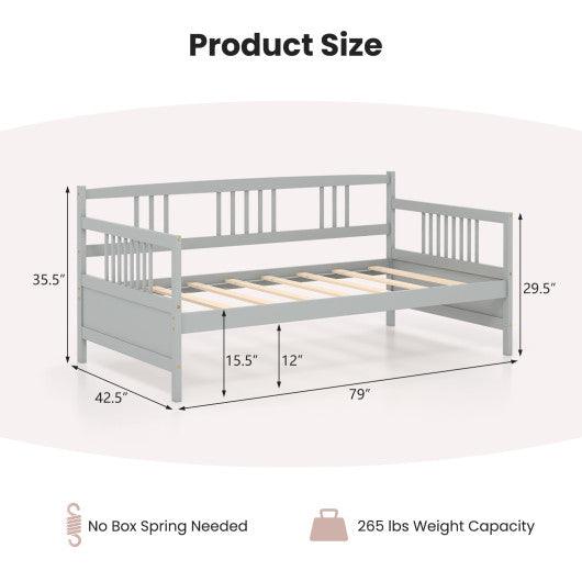 Twin Size Wooden Slats Daybed Bed with Rails-Gray at Set Shop and Smile
