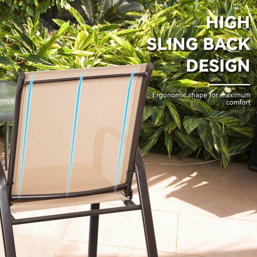 2 Pcs Patio Chairs Outdoor Dining Chair with Armrest-Beige at Set Shop and Smile
