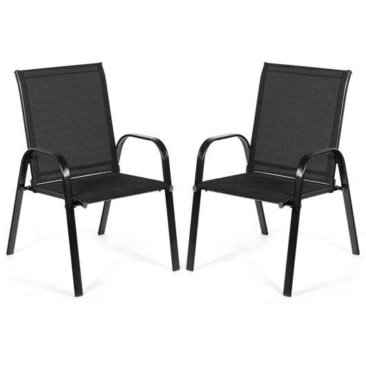 2 Pcs Patio Outdoor Dining Chair with Armrest-Black at Set Shop and Smile