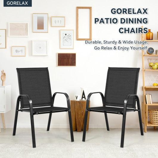 2 Pcs Patio Outdoor Dining Chair with Armrest-Black at Set Shop and Smile