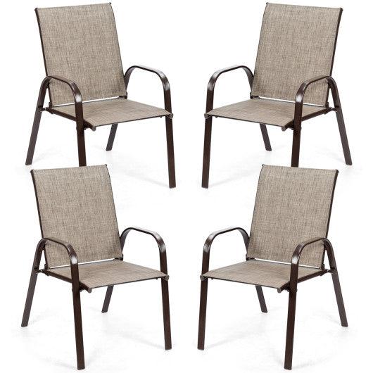 2 Pcs Patio Chairs Outdoor Dining Chair with Armrest-Gray at Set Shop and Smile