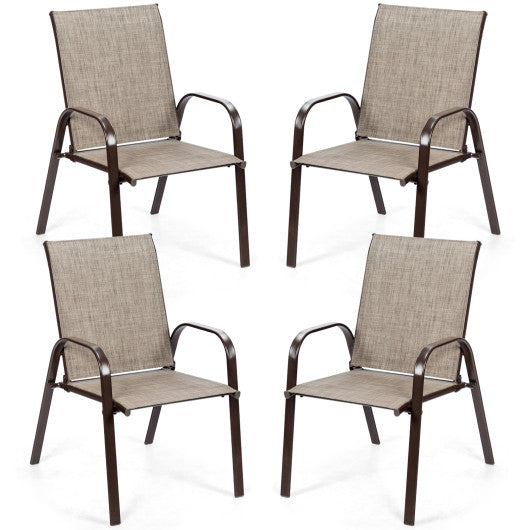 2 Pcs Patio Chairs Outdoor Dining Chair with Armrest-Gray - Set Shop and Smile
