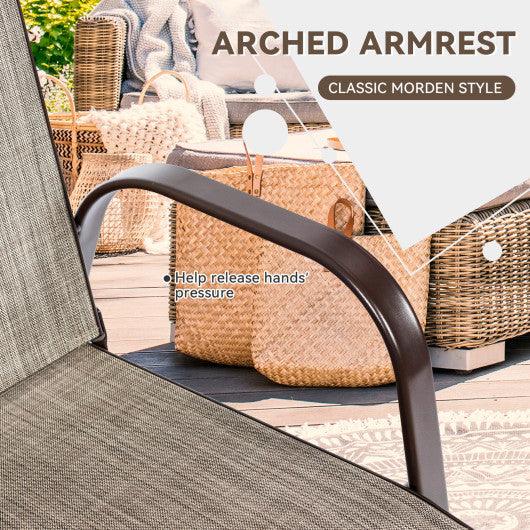 2 Pcs Patio Chairs Outdoor Dining Chair with Armrest-Gray at Set Shop and Smile