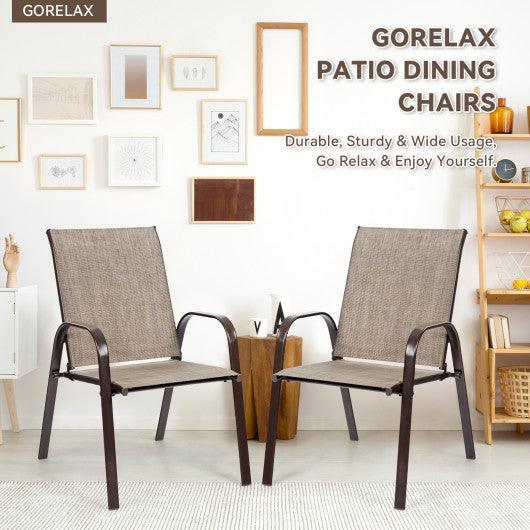 2 Pcs Patio Chairs Outdoor Dining Chair with Armrest-Gray at Set Shop and Smile