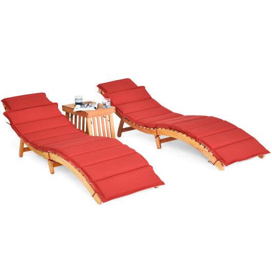 3 Pieces Folding Patio Eucalyptus Wood Lounge Chair Set with Foldable Side Table at Set Shop and Smile