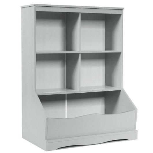 3-Tier Children's Multi-Functional Bookcase Toy Storage Bin Floor Cabinet-Gray at Set Shop and Smile