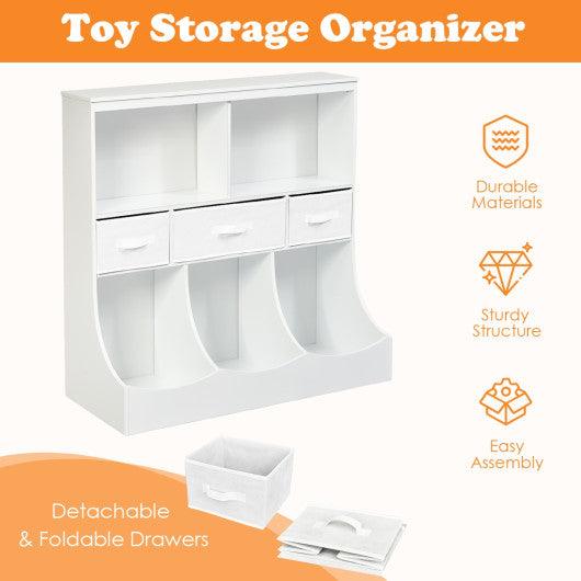 Freestanding Combo Cubby Bin Storage Organizer Unit W/3 Baskets-White at Set Shop and Smile