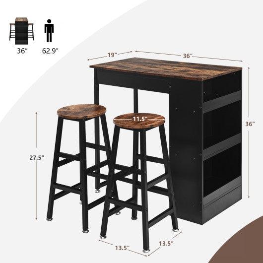 3 Pieces Bar Table Set with Storage at Set Shop and Smile