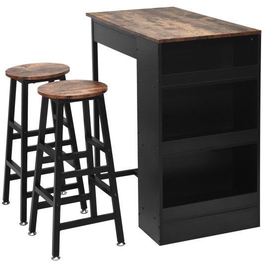 3 Pieces Bar Table Set with Storage at Set Shop and Smile