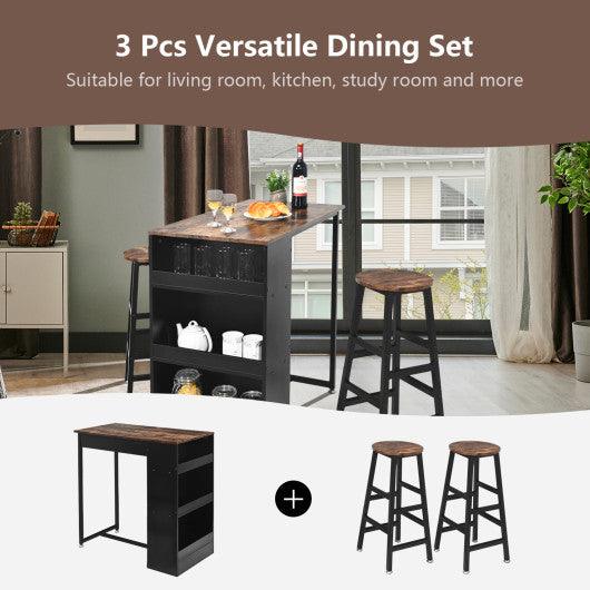 3 Pieces Bar Table Set with Storage at Set Shop and Smile