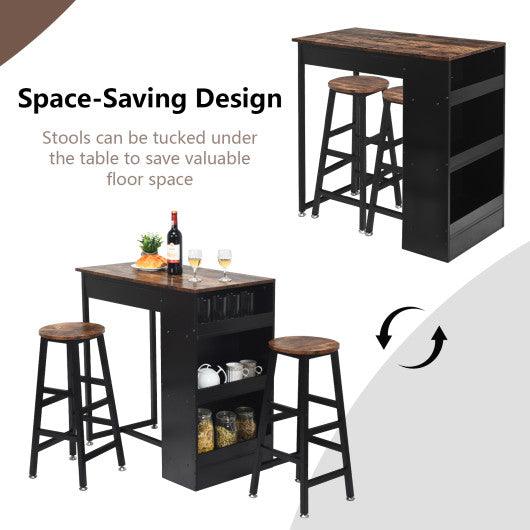 3 Pieces Bar Table Set with Storage at Set Shop and Smile