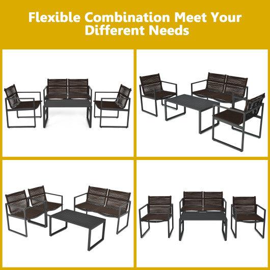 4 Pieces Patio Furniture Conversation Set with Sofa Loveseat at Set Shop and Smile