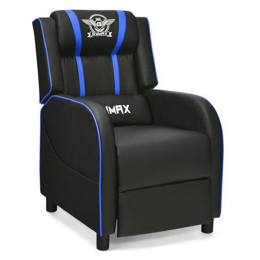 Massage Racing Gaming Single Recliner Chair-Blue at Set Shop and Smile