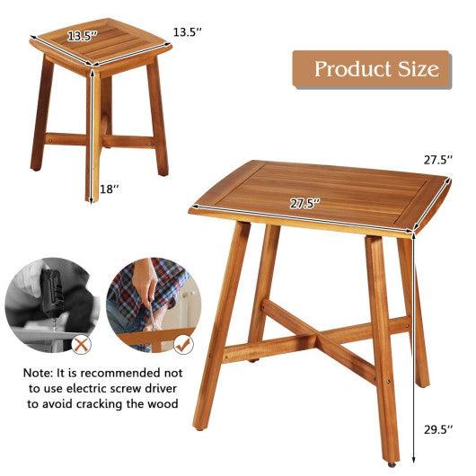 5 Pieces Wood Patio Dining Set with Square Table and 4 Stools at Set Shop and Smile