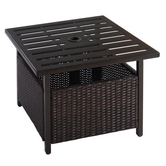 Outdoor Patio Rattan Wicker Steel Side Deck Table at Set Shop and Smile