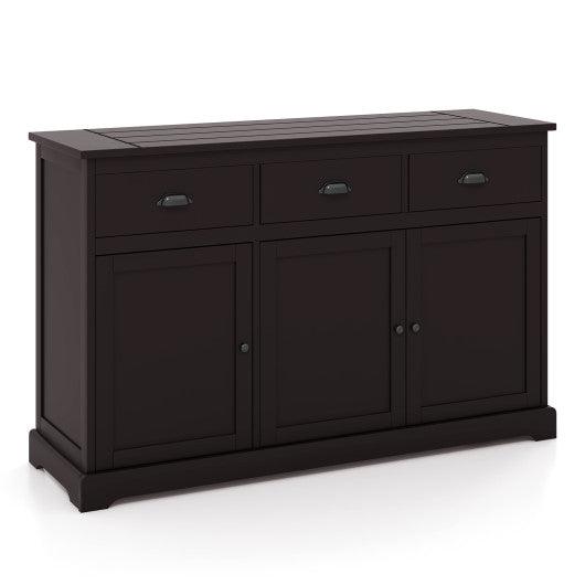 3 Drawers Sideboard Buffet Storage with Adjustable Shelves-Brown at Set Shop and Smile