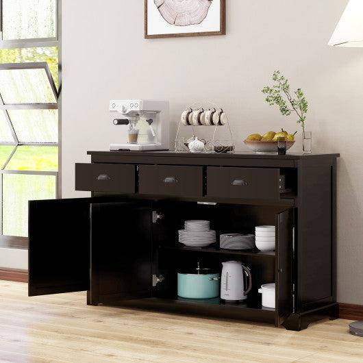 3 Drawers Sideboard Buffet Storage with Adjustable Shelves-Brown at Set Shop and Smile