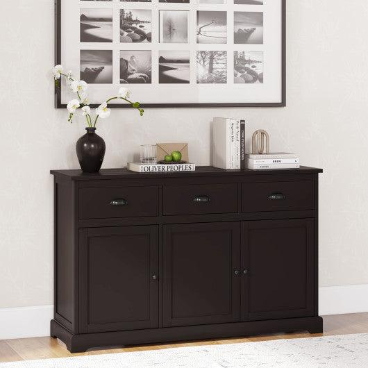3 Drawers Sideboard Buffet Storage with Adjustable Shelves-Brown at Set Shop and Smile