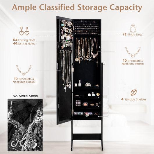 Mirrored Standing Jewelry Cabinet Storage Box-Black at Set Shop and Smile