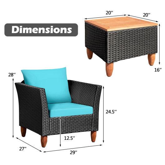 3 Pieces Outdoor Patio Rattan Furniture Set-Turquoise at Set Shop and Smile