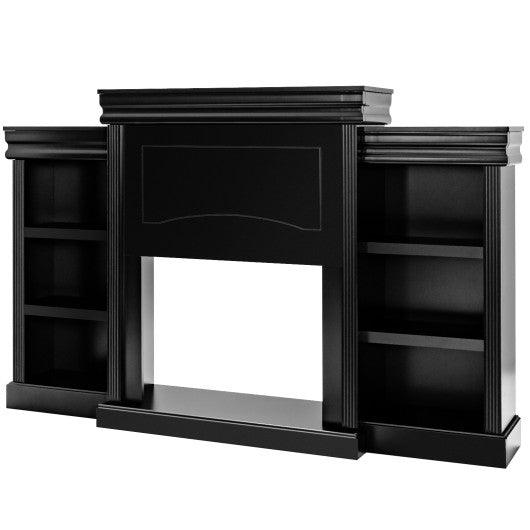 70 Inch Modern Fireplace Media Entertainment Center with Bookcase-Black at Set Shop and Smile
