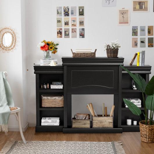 70 Inch Modern Fireplace Media Entertainment Center with Bookcase-Black at Set Shop and Smile