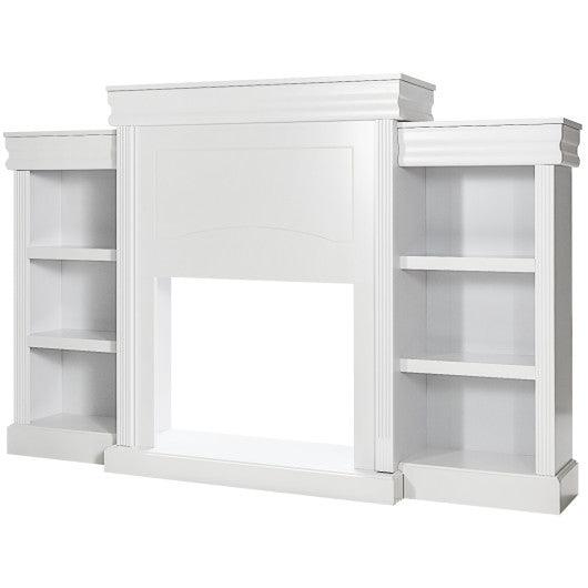 70 Inch Modern Fireplace Media Entertainment Center with Bookcase-White at Set Shop and Smile