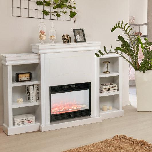 70 Inch Modern Fireplace Media Entertainment Center with Bookcase-White at Set Shop and Smile