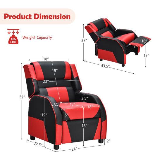 Kids Youth PU Leather Gaming Sofa Recliner with Headrest and Footrest-Red at Set Shop and Smile