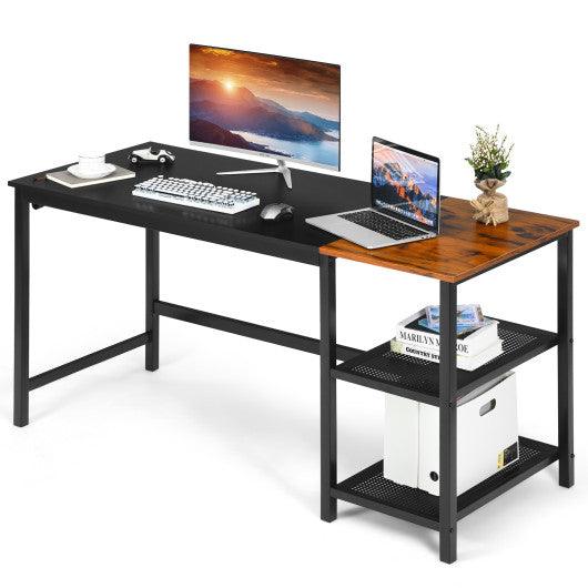 59 Inch Home Office Computer Desk with Removable Storage Shelves-Black at Set Shop and Smile