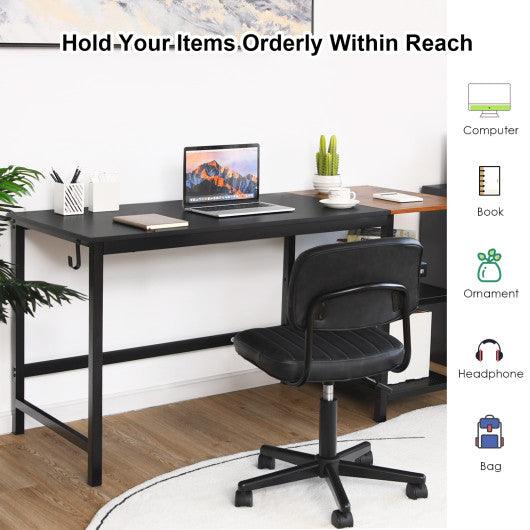 59 Inch Home Office Computer Desk with Removable Storage Shelves-Black at Set Shop and Smile