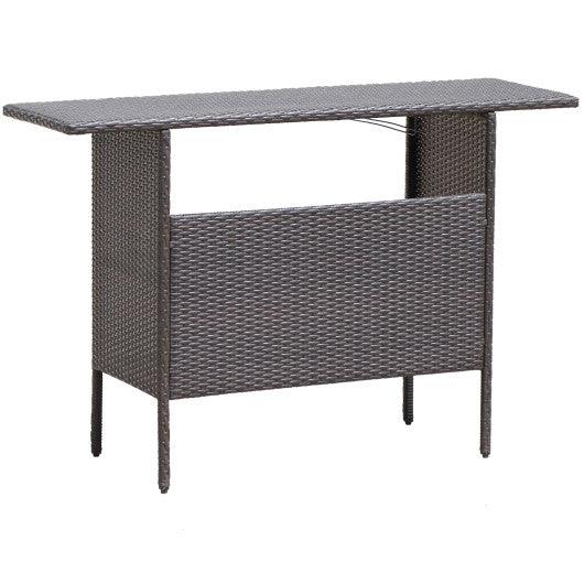 Outdoor Wicker Bar Table with 2 Metal Mesh Shelves at Set Shop and Smile