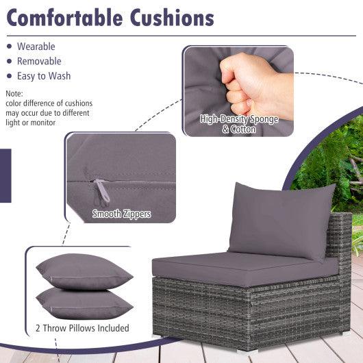 7 Pieces Patio Rattan Furniture Set Sectional Sofa Garden Cushion-Gray at Set Shop and Smile