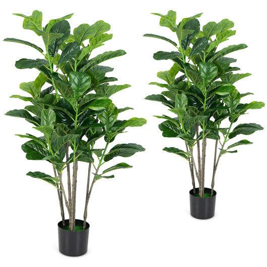 51 Inch 2-Pack Artificial Fiddle Leaf Fig Tree for Indoor and Outdoor at Set Shop and Smile