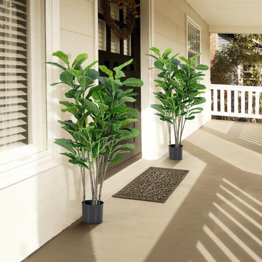 51 Inch 2-Pack Artificial Fiddle Leaf Fig Tree for Indoor and Outdoor at Set Shop and Smile