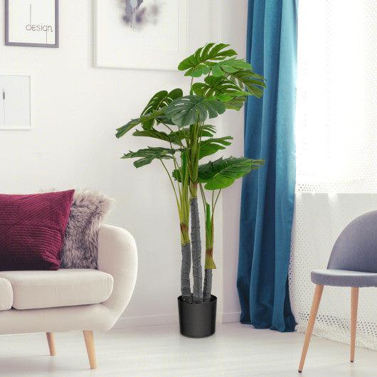 4 Feet Artificial Tree Artificial Monstera Palm Tree Fake Plant at Set Shop and Smile