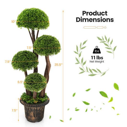 3 Feet Decorative Artificial Cedar Topiary Tree with Rattan Trunk at Set Shop and Smile