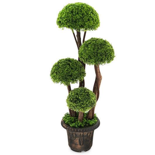 3 Feet Decorative Artificial Cedar Topiary Tree with Rattan Trunk at Set Shop and Smile