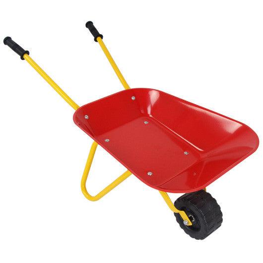 Outdoor Garden Backyard Play Toy Kids Metal Wheelbarrow-Red at Set Shop and Smile