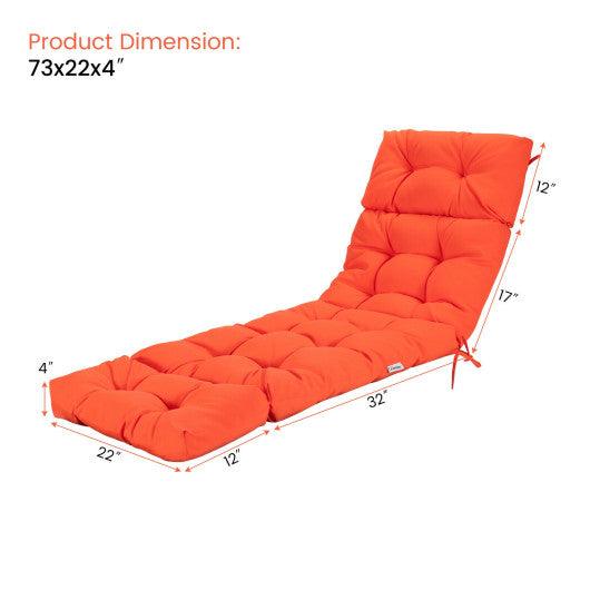 Outdoor Lounge Chaise Cushion with String Ties for Garden Poolside-Orange at Set Shop and Smile