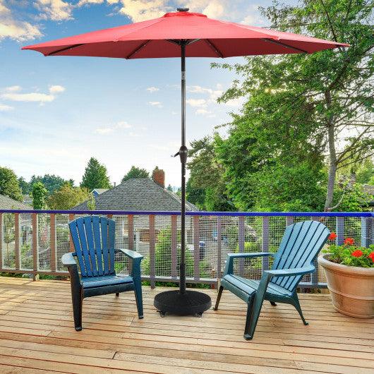 50 LBS Patio Wicker Style Resin Umbrella Base Stand Heavy Duty with Wheels at Set Shop and Smile