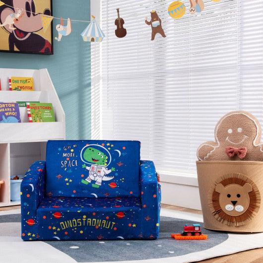 2-in-1 Convertible Kids Sofa with Velvet Fabric-Blue at Set Shop and Smile