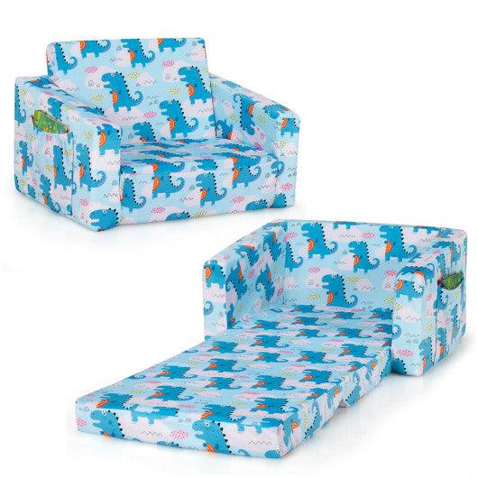 2-in-1 Convertible Kids Sofa with Velvet Fabric-Light Blue at Set Shop and Smile
