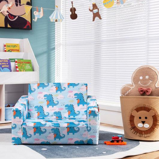 2-in-1 Convertible Kids Sofa with Velvet Fabric-Light Blue at Set Shop and Smile