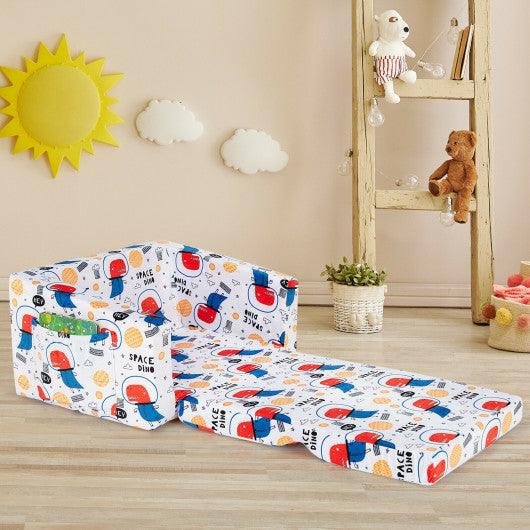 2-in-1 Convertible Kids Sofa with Velvet Fabric-White at Set Shop and Smile