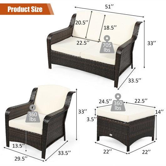 5 Pieces Patio Rattan Sofa Set with Cushion and Ottoman-Off White at Set Shop and Smile