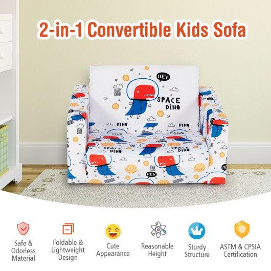 2-in-1 Convertible Kids Sofa with Velvet Fabric-White at Set Shop and Smile
